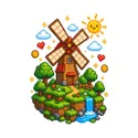Koszulka z wiatrakiem dla chłopca biała pixel art w stylu gry, zdjęcie 2