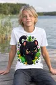 Koszulka z panterą dla chłopca biała słodki kawaii styl, zdjęcie 3