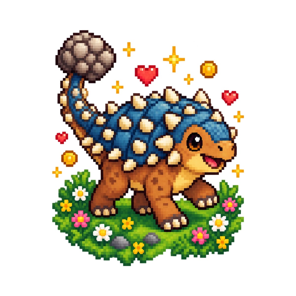Koszulka z ankylozaurem pixel art dla chłopca biała dla dzieci, zdjęcie 2