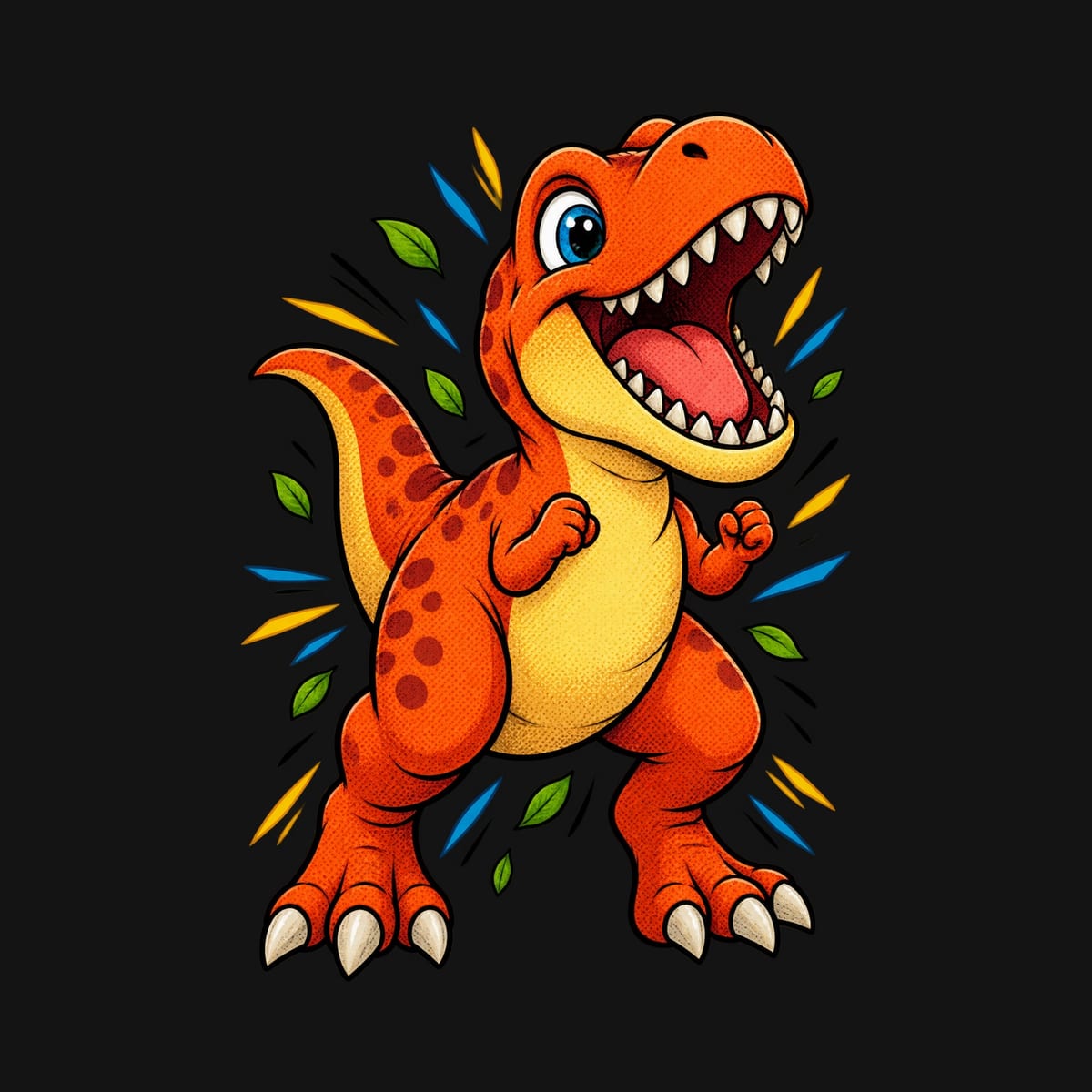 Koszulka z tyranozaurem dla chłopca czarna w stylu komiksu, zdjęcie 2