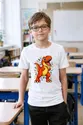 Koszulka z tyranozaurem dla chłopca biała w stylu komiksu, zdjęcie 3