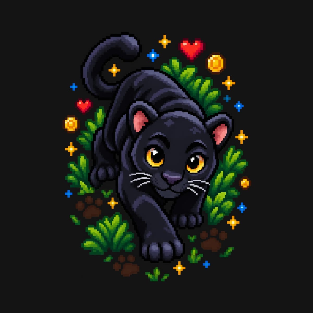 Koszulka z panterą dla chłopca czarna pixel art retro gra, zdjęcie 2