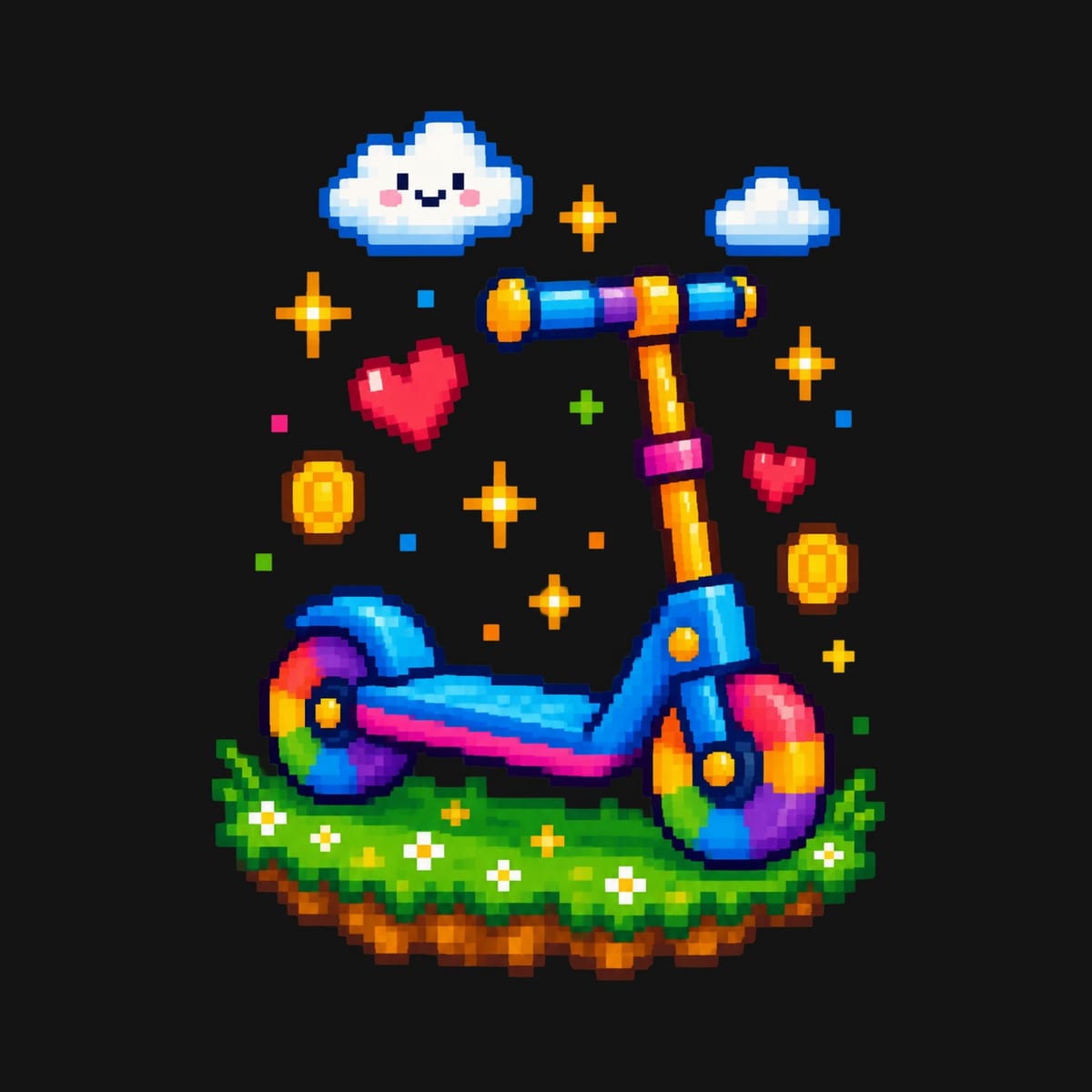 Koszulka z hulajnogą dla chłopca czarna pixel art, zdjęcie 2