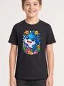 Koszulka z megalodonem dla chłopca czarna słodki styl kawaii, zdjęcie 1