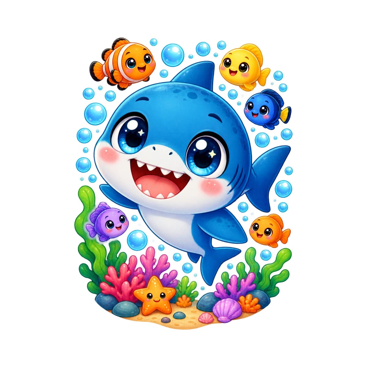 Koszulka z megalodonem dla dziewczynki biała słodki kawaii, zdjęcie 2