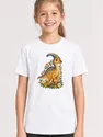 Koszulka z haftowanym parazaurolofem dla dziewczynki biała efekt haftu, zdjęcie 1