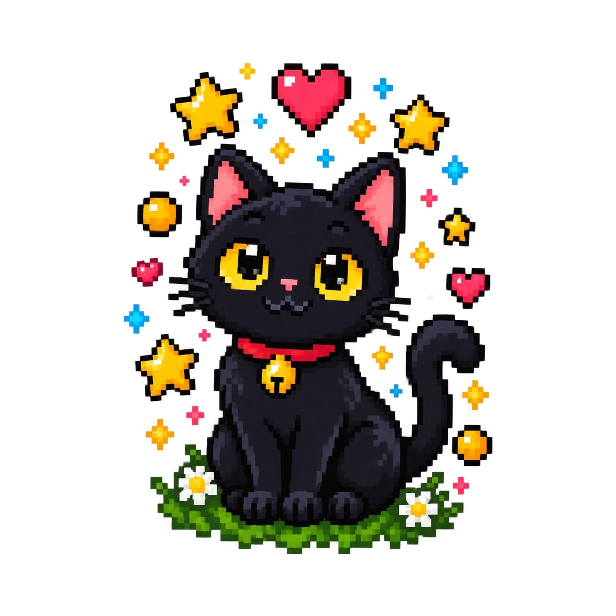 Koszulka dla chłopca z czarnym kotem biała pixel art, zdjęcie 2