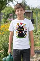Koszulka dla chłopca z czarnym kotem biała pixel art, zdjęcie 7