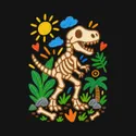 Koszulka z rysunkiem dinozaura dla dziewczynki czarna kredki, zdjęcie 2