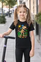 Koszulka z rysunkiem dinozaura dla dziewczynki czarna kredki, zdjęcie 7