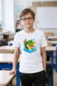 Koszulka z aligatorem dla chłopca biała styl naklejki, zdjęcie 4