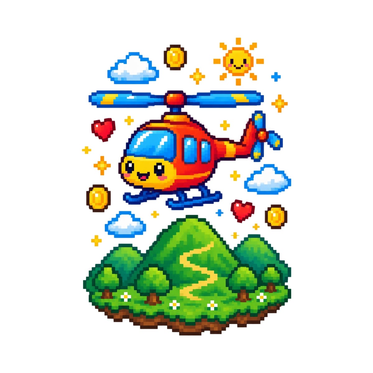 Koszulka z helikopterem pixel art dla chłopca biała dla dzieci, zdjęcie 2
