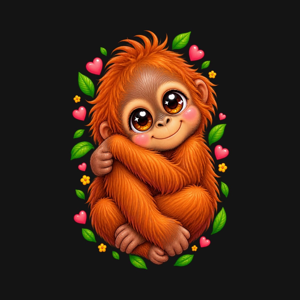 Koszulka dziecięca z orangutanem dla dziewczynki czarna kawaii, zdjęcie 2