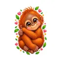 Koszulka dziecięca z orangutanem dla dziewczynki biała kawaii, zdjęcie 2