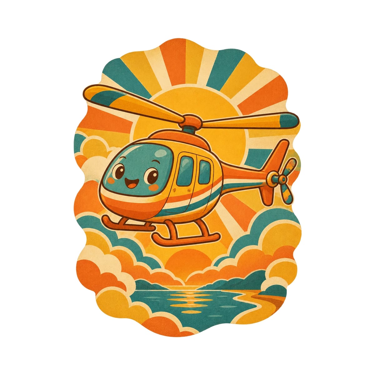 Koszulka z helikopterem w stylu retro dla chłopca biała lata 70, zdjęcie 2