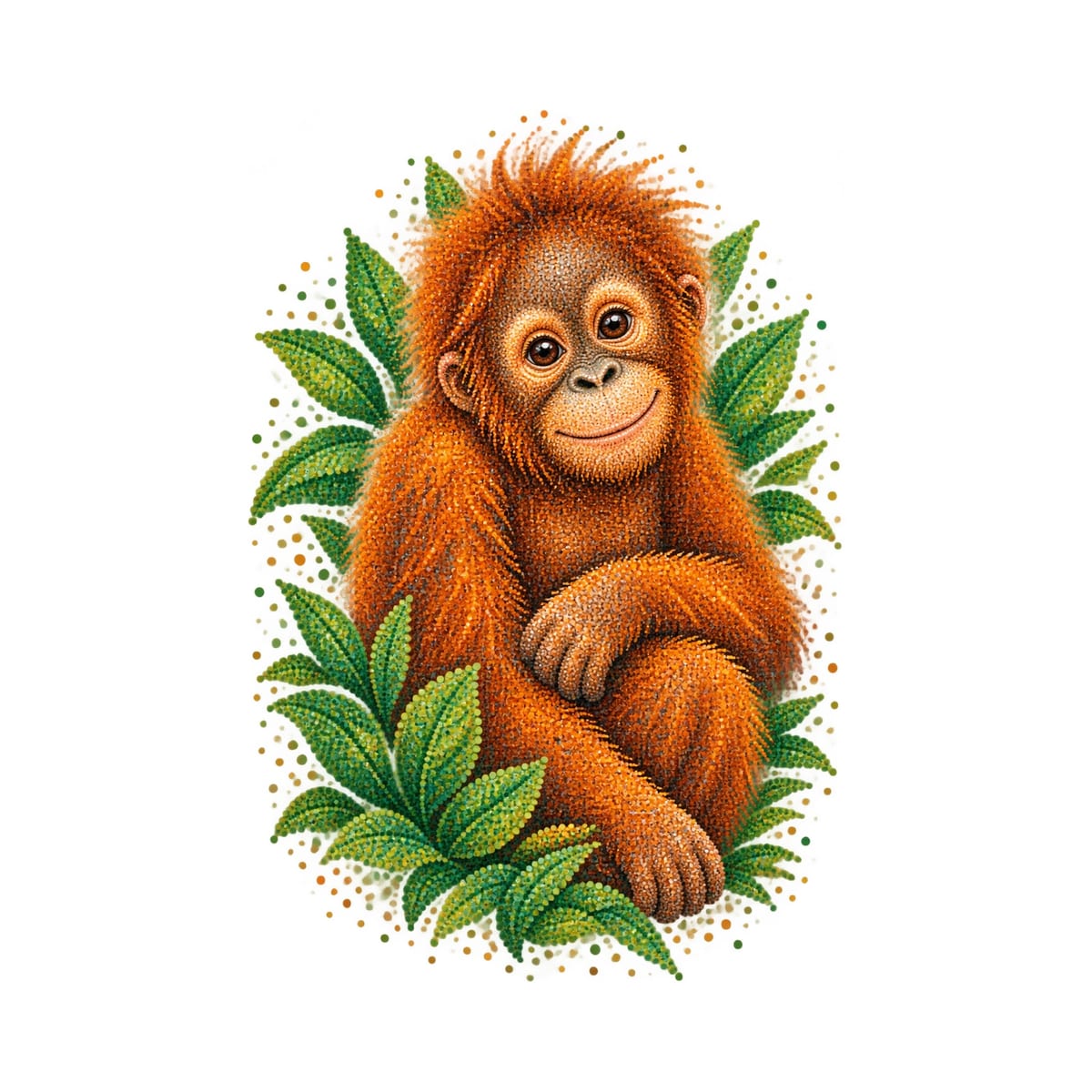 Koszulka dziecięca z orangutanem dla chłopca biała z kolorowych kropek, zdjęcie 2