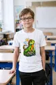 Koszulka z legwanem dla chłopca biała komiksowy styl z konturem, zdjęcie 3