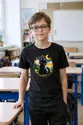 Koszulka z czarnym kotem dla chłopca czarna okrągła odznaka, zdjęcie 4
