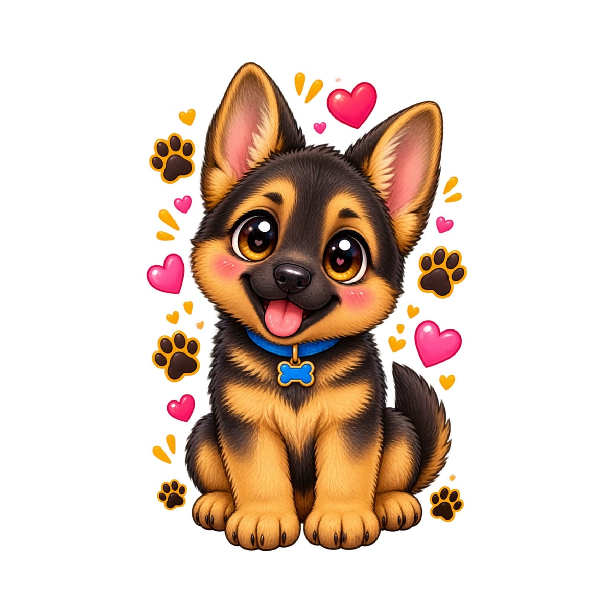Koszulka dla dziewczynki z owczarkiem niemieckim biała kawaii, zdjęcie 2
