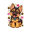 Koszulka dla dziewczynki z owczarkiem niemieckim biała kawaii, zdjęcie 2