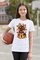 Koszulka dla dziewczynki z owczarkiem niemieckim biała kawaii, zdjęcie 4