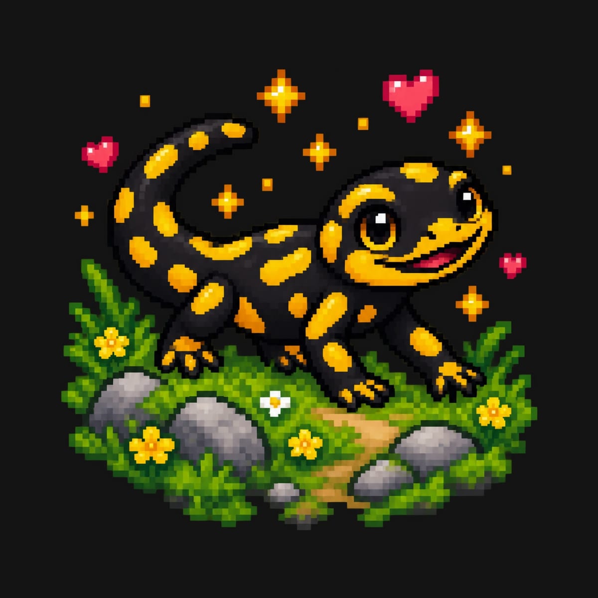 Koszulka z salamandrą dla chłopca czarna pixel art, zdjęcie 2