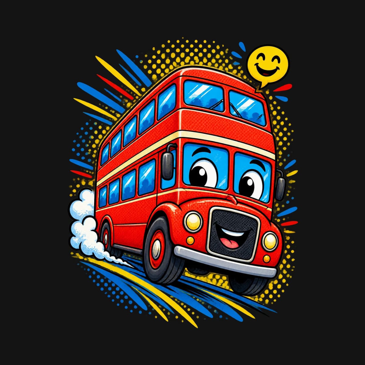 Koszulka z autobusem dla chłopca czarna styl komiksowy, zdjęcie 2