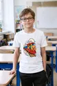 Koszulka z kolejką dla chłopca biała styl komiksowy, zdjęcie 4