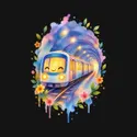 Koszulka z metrem dla dziewczynki czarna akwarelowy marzycielski tunel, zdjęcie 2