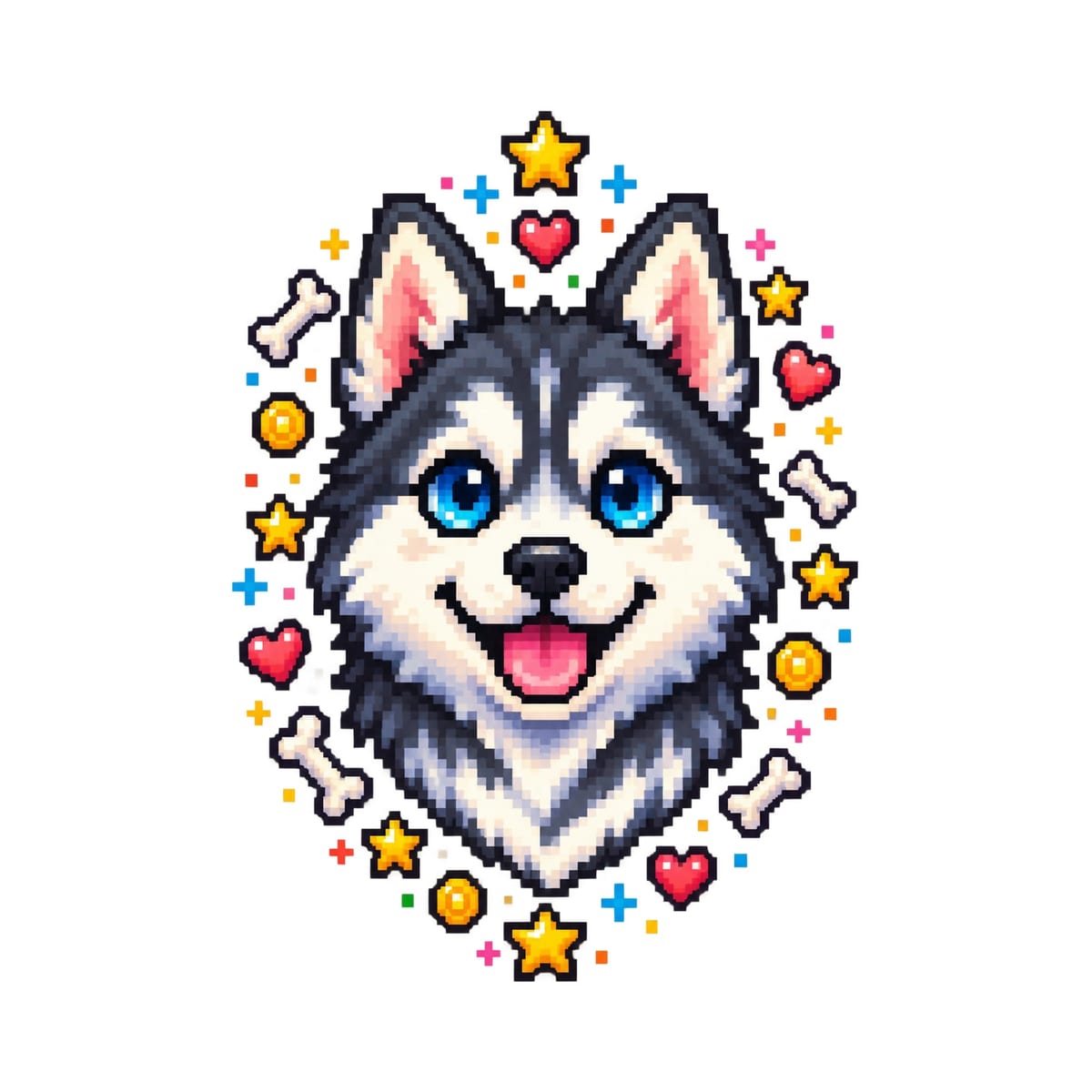 Koszulka z huskym pixel art dla chłopca biała dla dzieci, zdjęcie 2