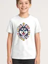 Koszulka z huskym pixel art dla chłopca biała dla dzieci, zdjęcie 1