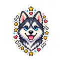 Koszulka z huskym pixel art dla chłopca biała dla dzieci, zdjęcie 2