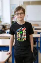 Koszulka z semaforem dla chłopca czarna styl naklejki, zdjęcie 5