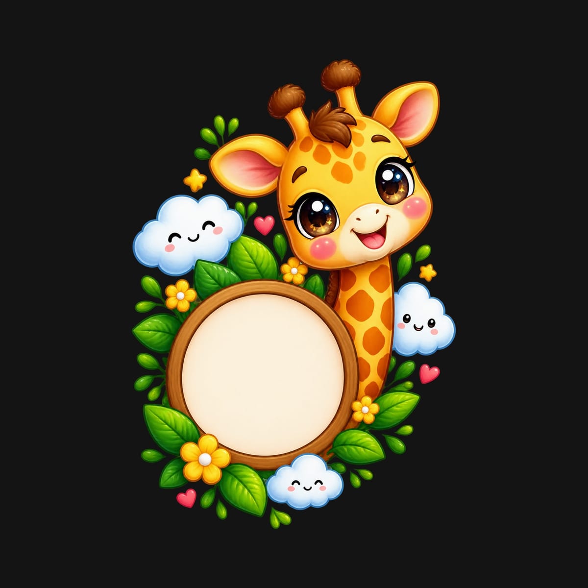 Koszulka z żyrafą dla dziewczynki czarna słodki kawaii, zdjęcie 2