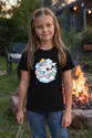 Koszulka z papierowym samolotem dla dziewczynki czarna słodki kawaii, zdjęcie 8