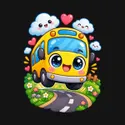 Koszulka z autobusem dla dziewczynki czarna słodki kawaii, zdjęcie 2