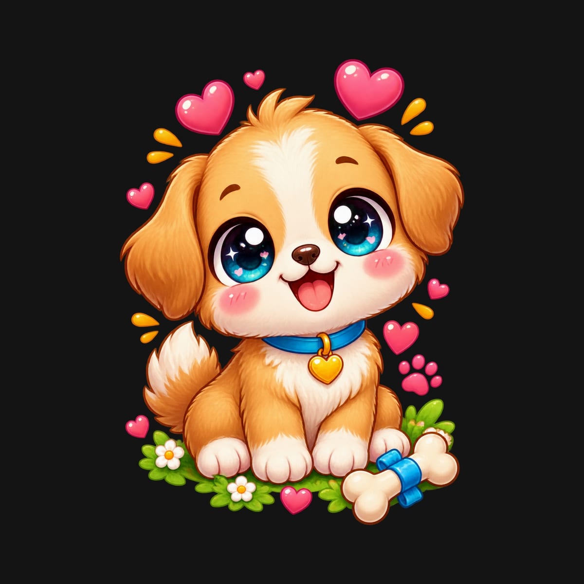 Koszulka ze szczeniaczkiem dla chłopca czarna słodki kawaii, zdjęcie 2