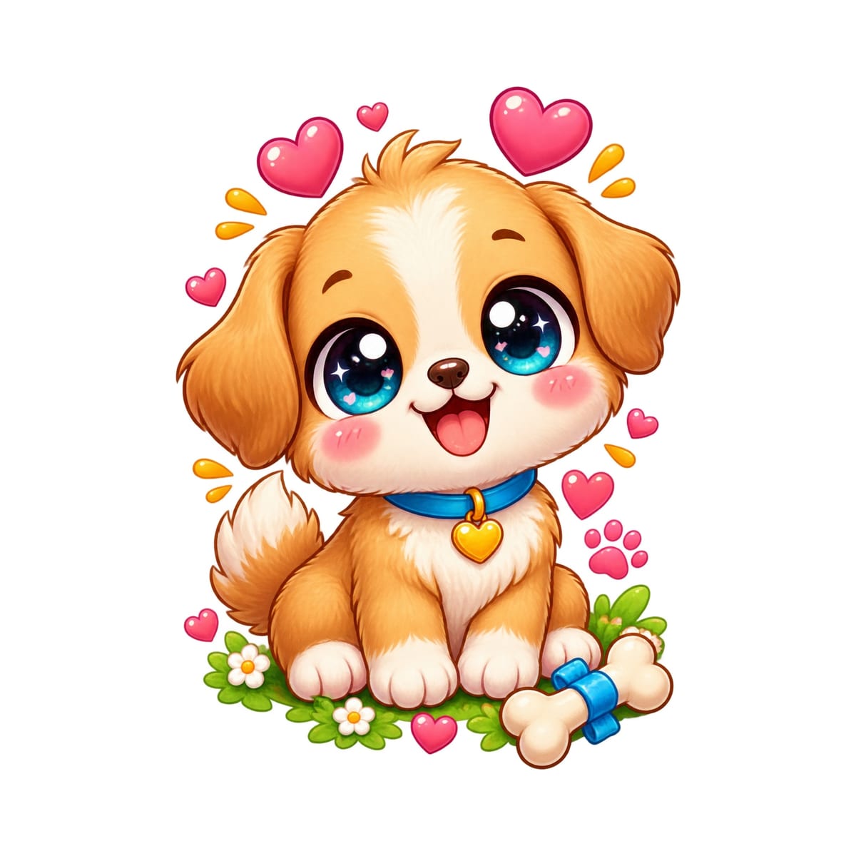 Koszulka ze szczeniaczkiem dla chłopca biała słodki kawaii, zdjęcie 2