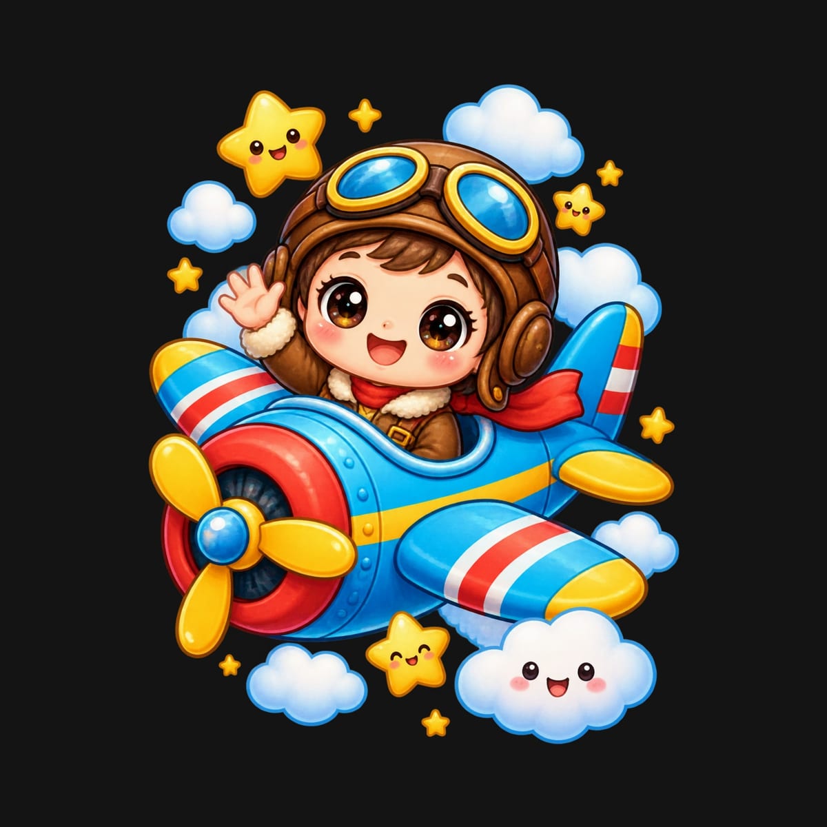 Koszulka z pilotem dla dziewczynki czarna słodki kawaii, zdjęcie 2