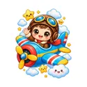 Koszulka z pilotem dla chłopca biała słodki kawaii, zdjęcie 2