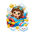 Koszulka z pilotem dla dziewczynki biała słodki kawaii, zdjęcie 2