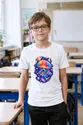 Koszulka ze spadochronem kosmicznym dla chłopca biała z planetami, zdjęcie 4