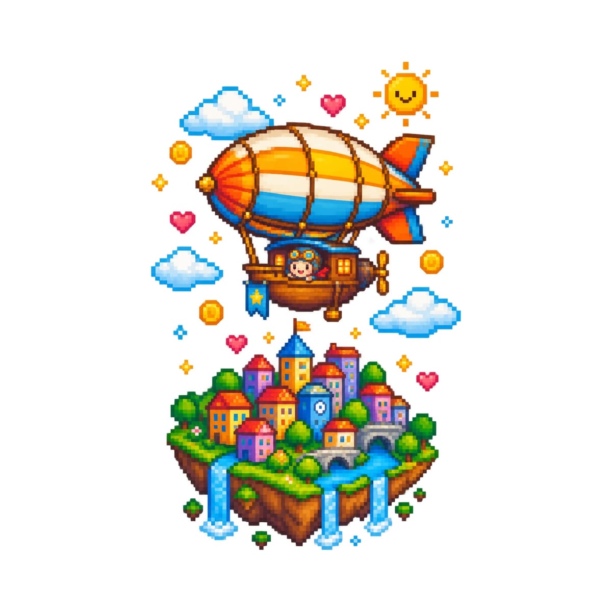 Koszulka ze sterowcem pixel art dla chłopca biała, zdjęcie 2