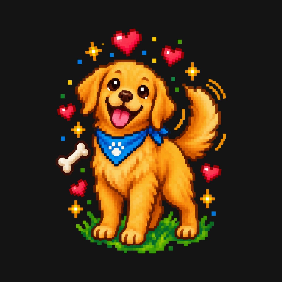 Koszulka dziecięca z golden retrieverem dla chłopca czarna pixel art, zdjęcie 2
