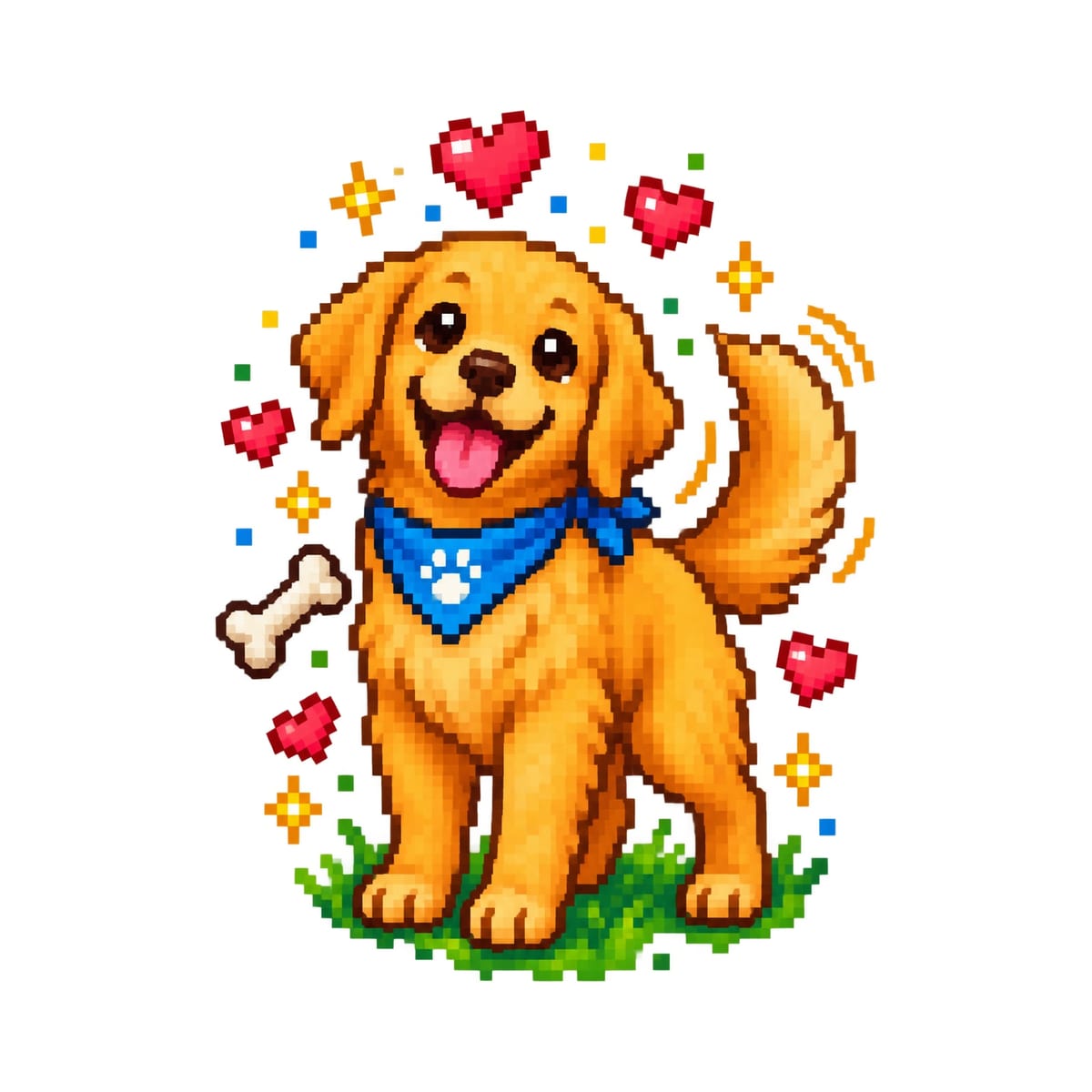 Koszulka dziecięca z golden retrieverem dla chłopca biała pixel art, zdjęcie 2