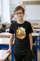 Koszulka z koparką gąsienicową akwarela dla chłopca czarna, zdjęcie 4