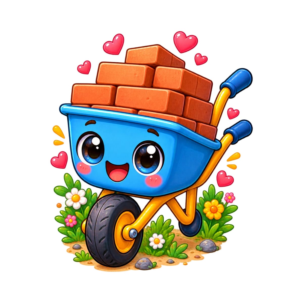 Koszulka dziecięca z taczką dla dziewczynki biała słodki kawaii, zdjęcie 2