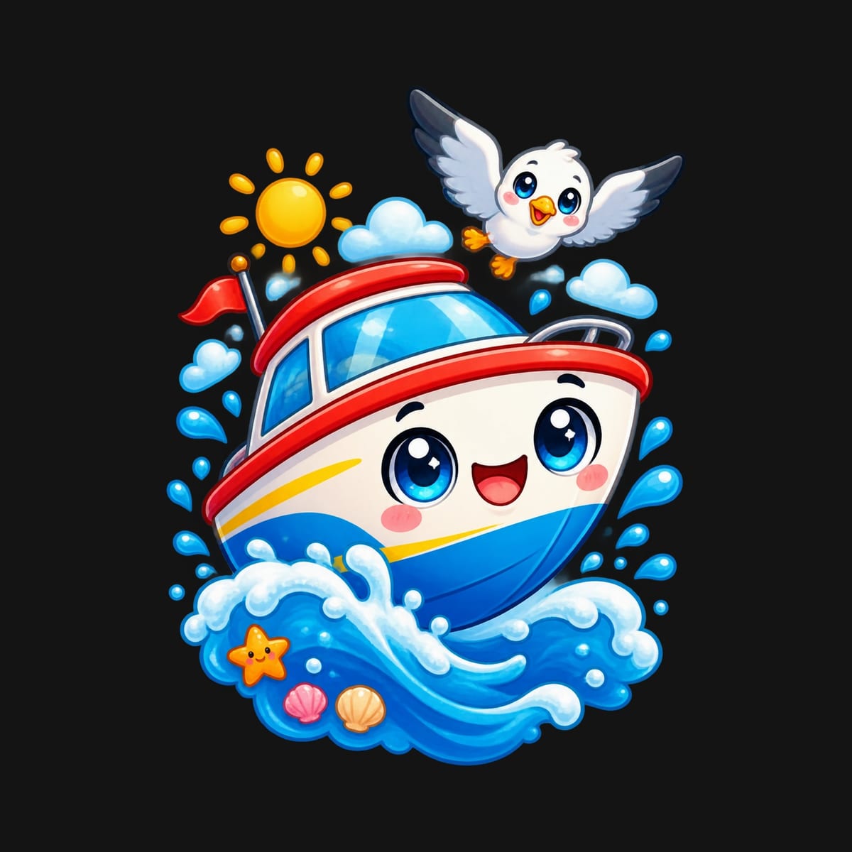 Koszulka z motorówką dla chłopca czarna słodki kawaii, zdjęcie 2