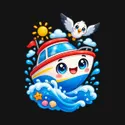 Koszulka z motorówką dla chłopca czarna słodki kawaii, zdjęcie 2