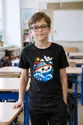Koszulka z motorówką dla chłopca czarna słodki kawaii, zdjęcie 4